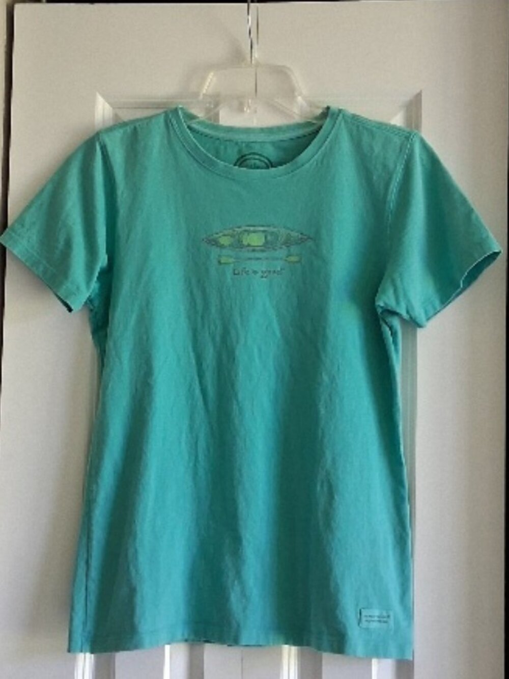 Life is Good Seafoam Green Crew Neck Kayak Reg Fit Tee Women's Size S